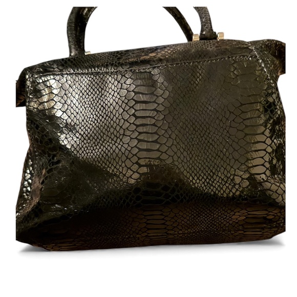 Michael Kors Snake Embossed Leather Shoulder Bag/Cross Body Jet Set BlacK - Picture 5 of 16